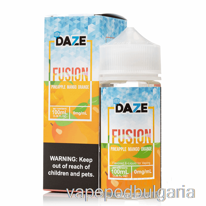 Vape 10000 Дръпки Iced ананас манго портокал - 7 Daze Fusion - 100ml 0mg